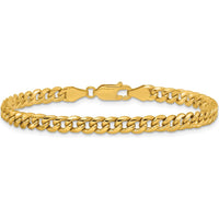 14K Yellow Gold 7-inch Semi-Solid Miami Cuban Chain Bracelet - 4.5mm Width by Oro Pregiato