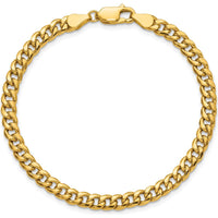 14K Yellow Gold 7-inch Semi-Solid Miami Cuban Chain Bracelet - 4.5mm Width by Oro Pregiato
