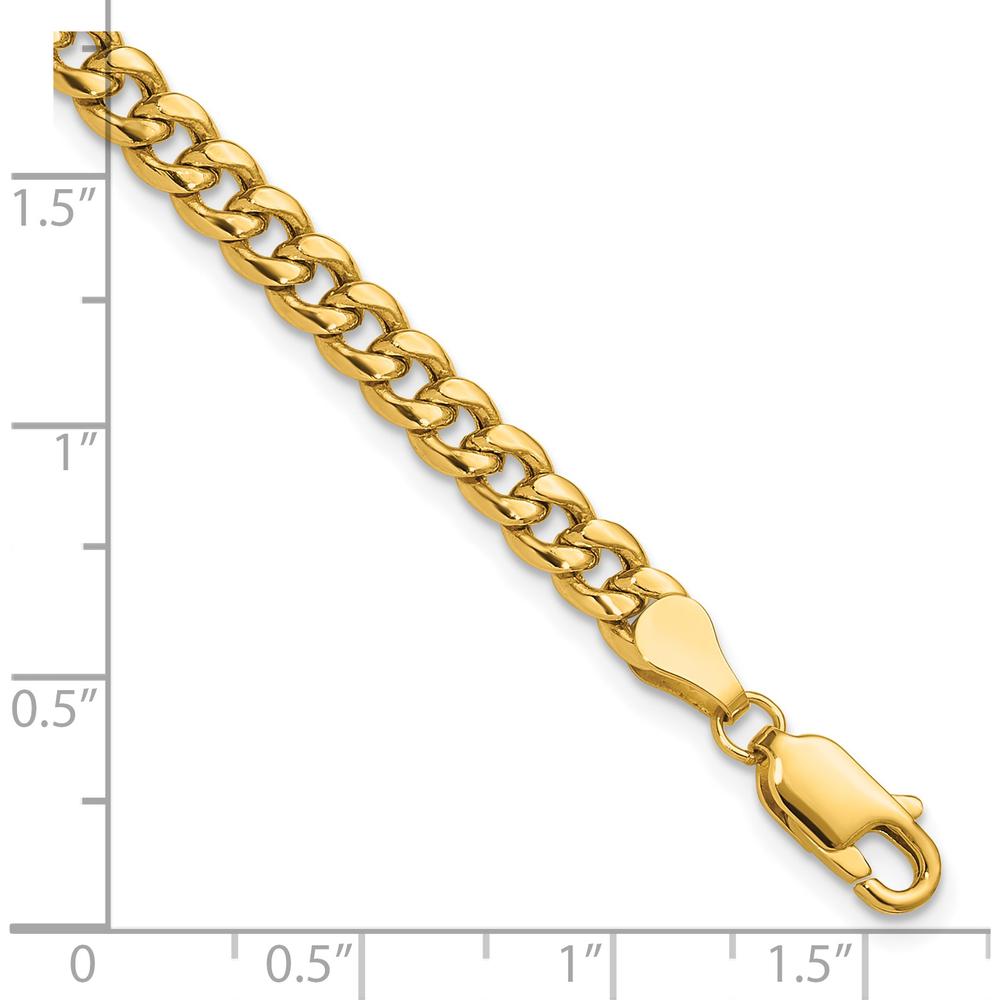 14K Yellow Gold 7-inch Semi-Solid Miami Cuban Chain Bracelet - 4.5mm Width by Oro Pregiato