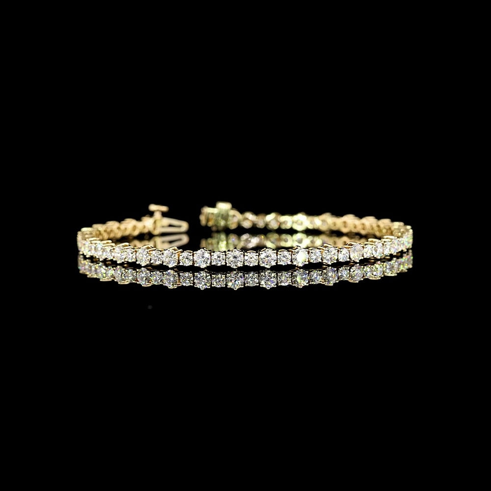 14K Yellow Gold 7-Inch Station Line Tennis Bracelet with 64 Round Brilliant Cut Lab Diamonds - 4.96 Carat Total Diamond Weight, E-F VS Clarity - Covaloro Fine Jewelry