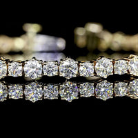 14K Yellow Gold 7-Inch Station Line Tennis Bracelet with 64 Round Brilliant Cut Lab Diamonds - 4.96 Carat Total Diamond Weight, E-F VS Clarity - Covaloro Fine Jewelry