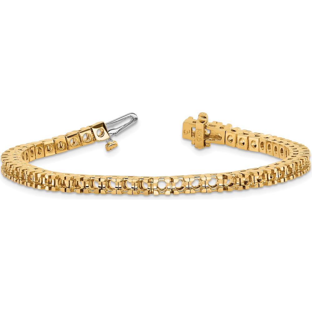 14K Yellow Gold 7-Inch Tennis Bracelet Mounting for 50 Round Diamonds - 4.65 Carat Total Diamond Weight by Monteluci Fine Jewelry