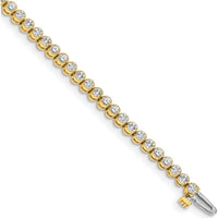 14K Yellow Gold 7-Inch Tennis Bracelet with 2.13 Carat Total Round Diamonds in Prong Setting by Monteluci Fine Jewelry