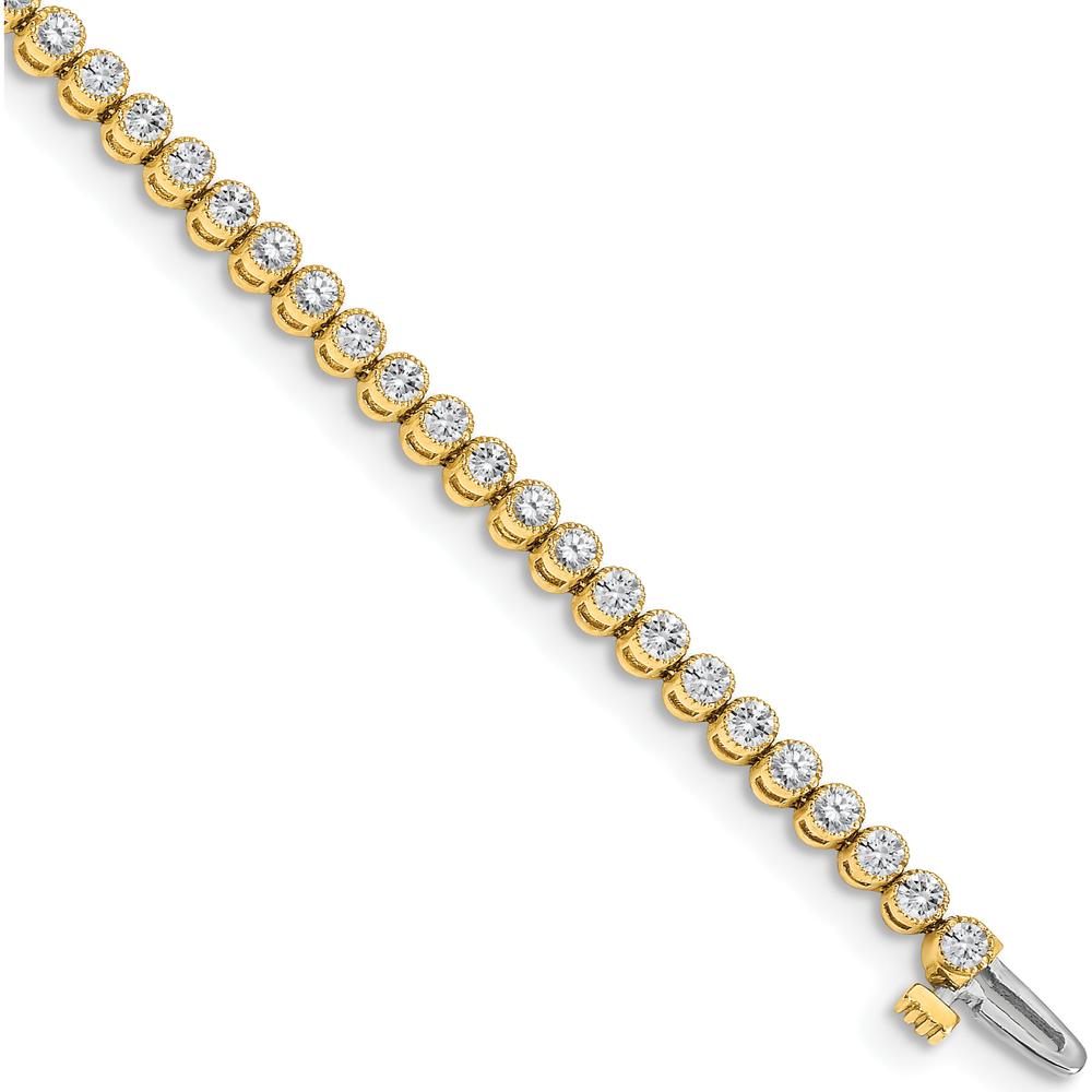 14K Yellow Gold 7-Inch Tennis Bracelet with 2.13 Carat Total Round Diamonds in Prong Setting by Monteluci Fine Jewelry
