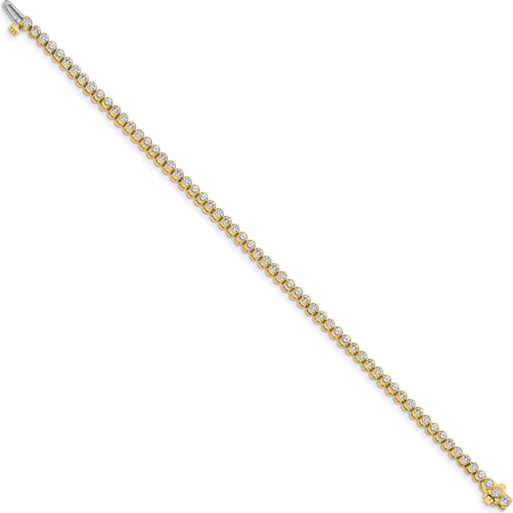 14K Yellow Gold 7-Inch Tennis Bracelet with 2.13 Carat Total Round Diamonds in Prong Setting by Monteluci Fine Jewelry