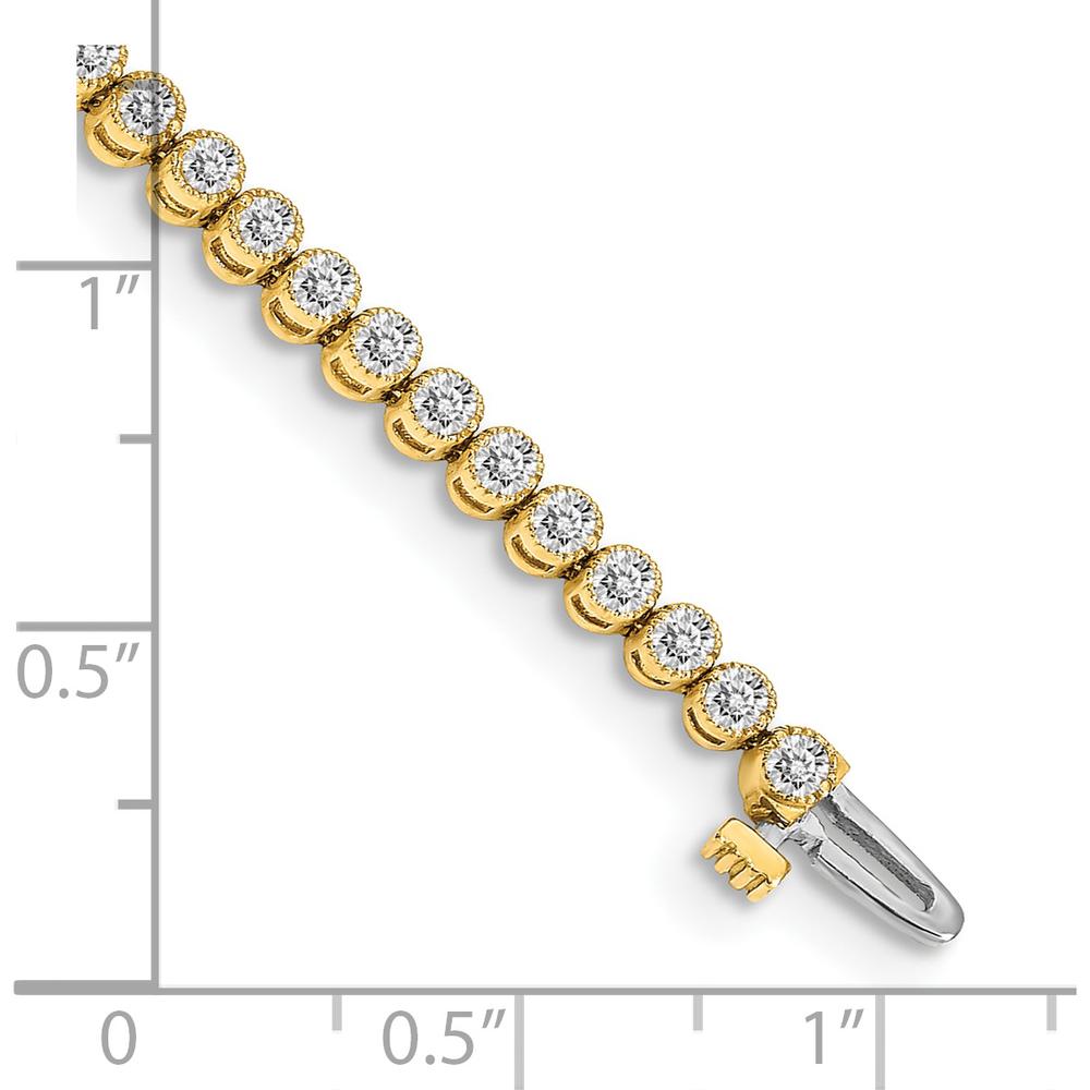 14K Yellow Gold 7-Inch Tennis Bracelet with 2.13 Carat Total Round Diamonds in Prong Setting by Monteluci Fine Jewelry