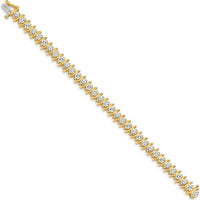 14K Yellow Gold 7-Inch Tennis Bracelet with 33 Round Diamonds - 7.19 Carat Total Diamond Weight by Monteluci Fine Jewelry