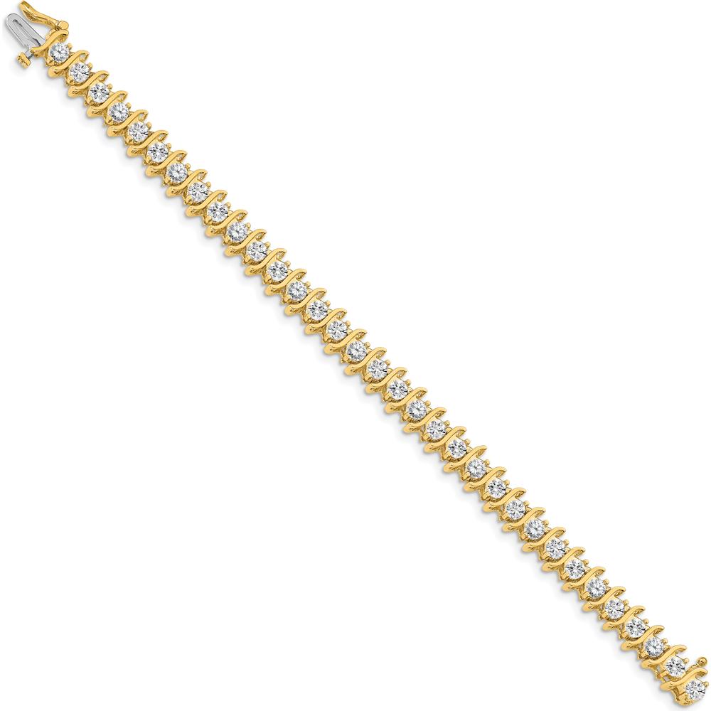 14K Yellow Gold 7-Inch Tennis Bracelet with 33 Round Diamonds - 7.19 Carat Total Diamond Weight by Monteluci Fine Jewelry
