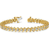 14K Yellow Gold 7-Inch Tennis Bracelet with 33 Round Diamonds - 7.19 Carat Total Diamond Weight by Monteluci Fine Jewelry