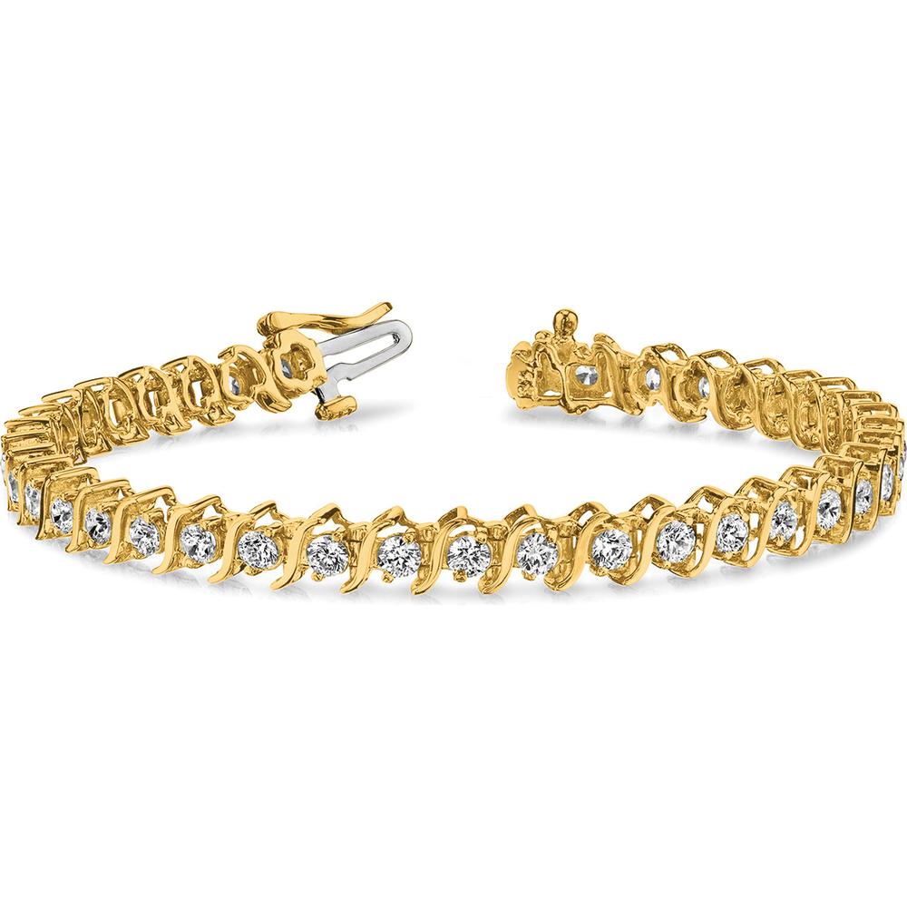 14K Yellow Gold 7-Inch Tennis Bracelet with 33 Round Diamonds - 7.19 Carat Total Diamond Weight by Monteluci Fine Jewelry
