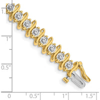 14K Yellow Gold 7-Inch Tennis Bracelet with 33 Round Diamonds - 7.19 Carat Total Diamond Weight by Monteluci Fine Jewelry