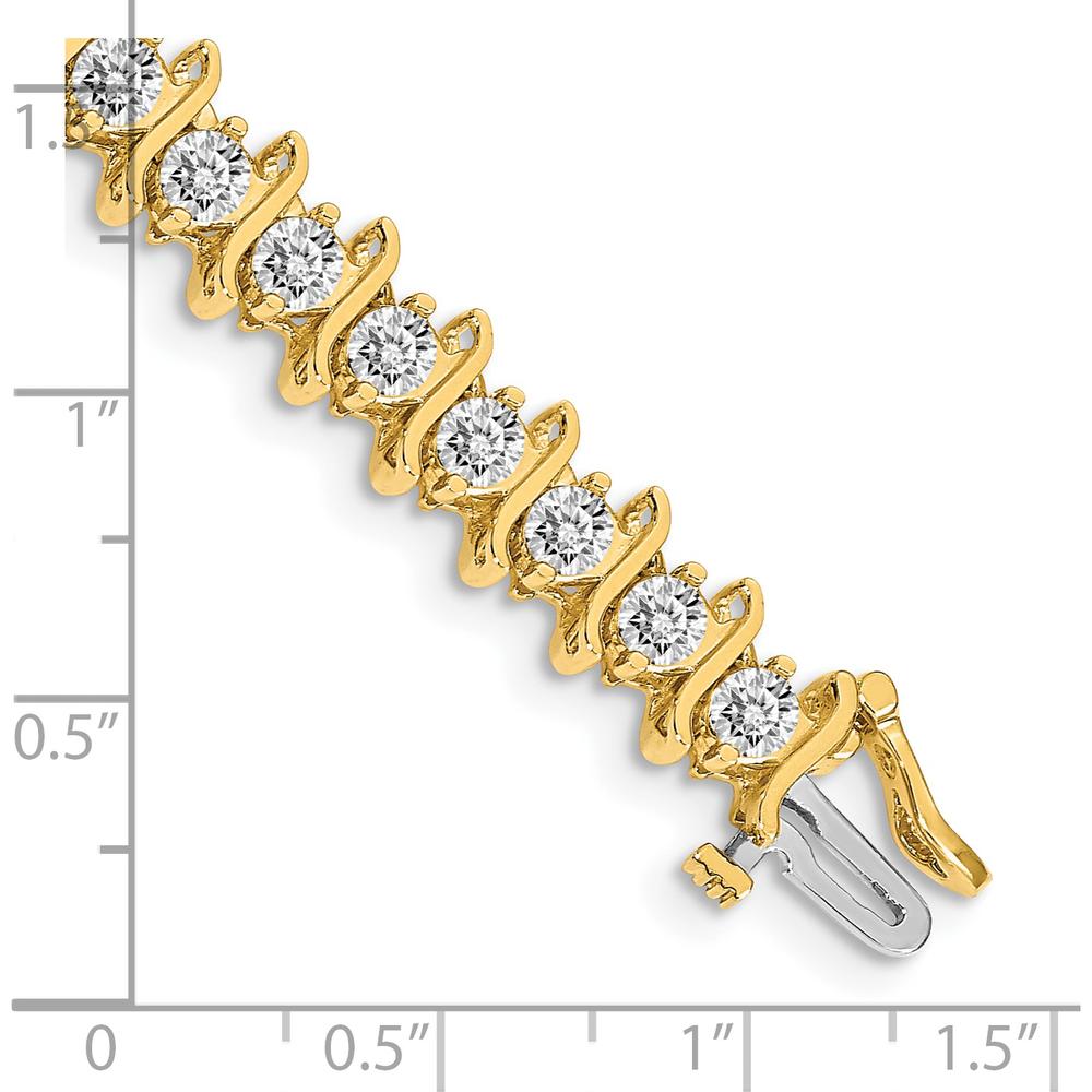 14K Yellow Gold 7-Inch Tennis Bracelet with 33 Round Diamonds - 7.19 Carat Total Diamond Weight by Monteluci Fine Jewelry
