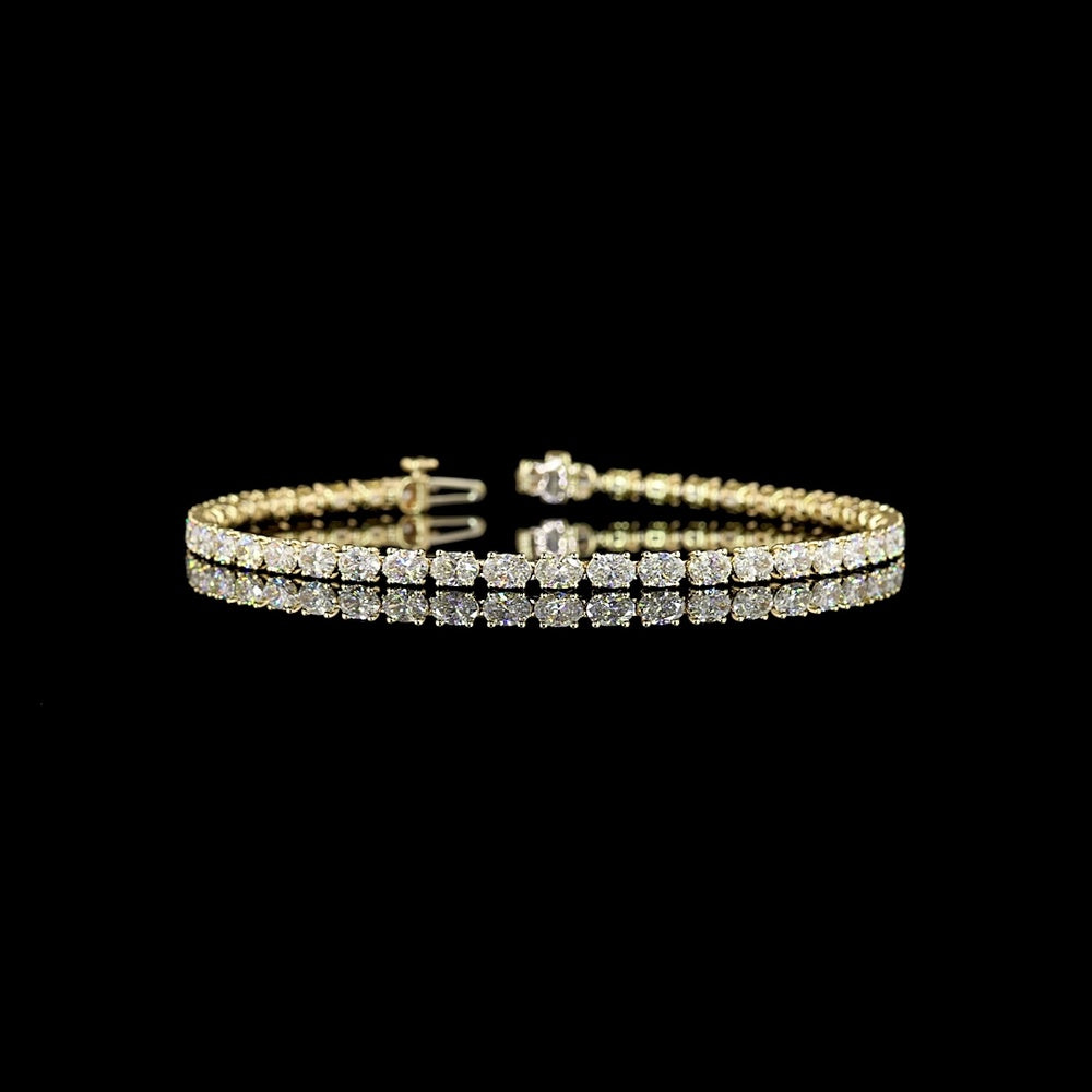 14K Yellow Gold 7-Inch Tennis Bracelet with 5.02 Carat East-West Oval Cut Lab Grown Diamonds (E-F VS Clarity) - Covaloro Fine Jewelry