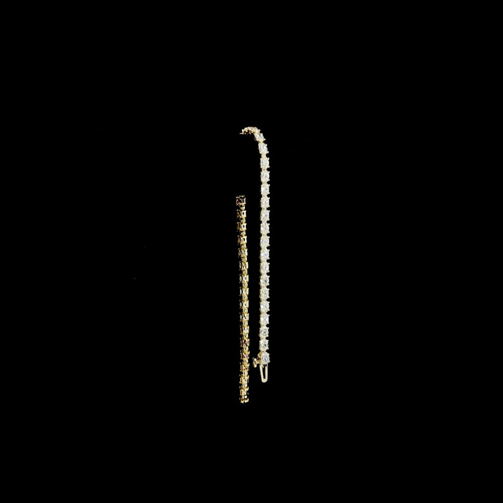 14K Yellow Gold 7-Inch Tennis Bracelet with 5.02 Carat East-West Oval Cut Lab Grown Diamonds (E-F VS Clarity) - Covaloro Fine Jewelry