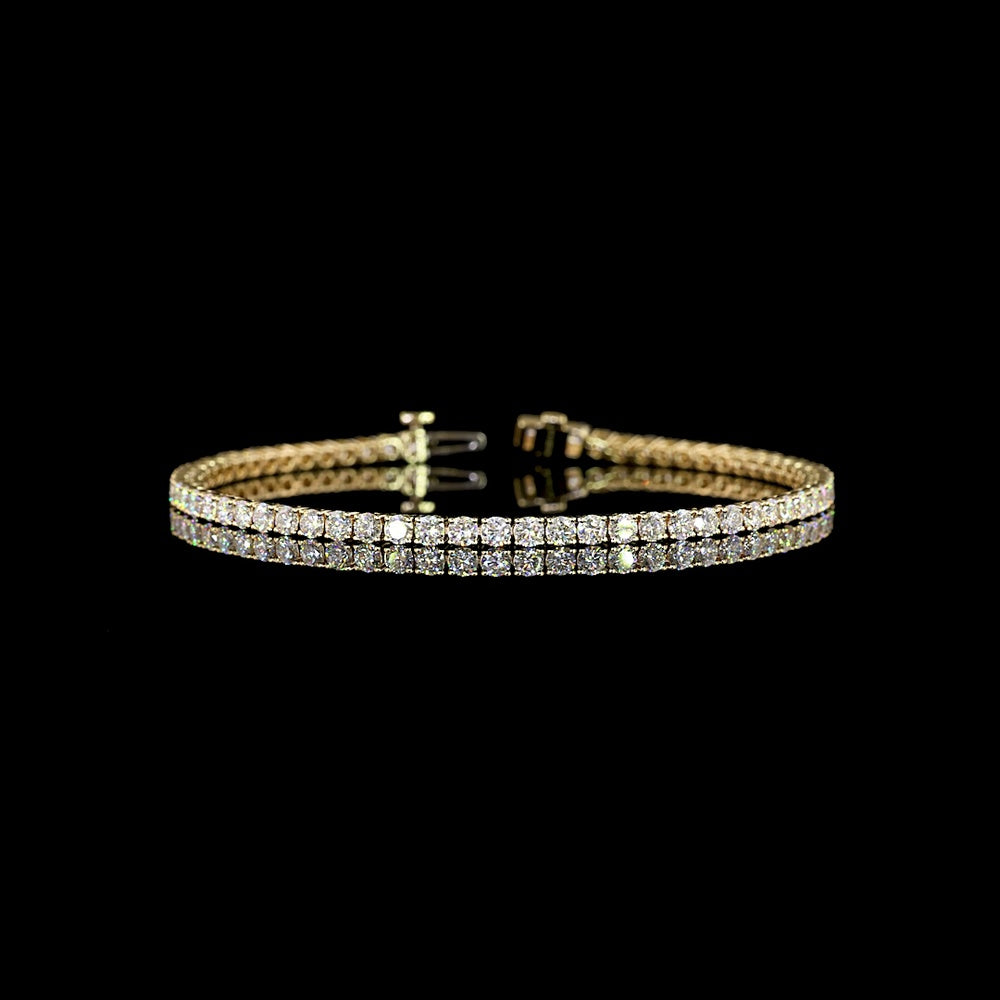 14K Yellow Gold 7-Inch Tennis Bracelet with 65 Round Brilliant Cut Lab Diamonds - 4.00 Carats Total Diamond Weight - Covaloro Fine Jewelry
