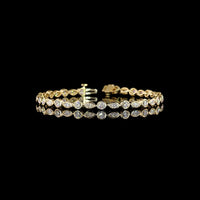 14K Yellow Gold 7-Inch Tennis Bracelet with Alternating Round and East-West Marquise Bezel Set Lab Diamonds - 4.02 Carat Total Weight - Covaloro Fine Jewelry