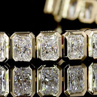 14K Yellow Gold 7-Inch Tennis Bracelet with Bezel-Set Radiant Cut Lab Diamonds - 11.00 Carat Total Weight - Covaloro Fine Jewelry