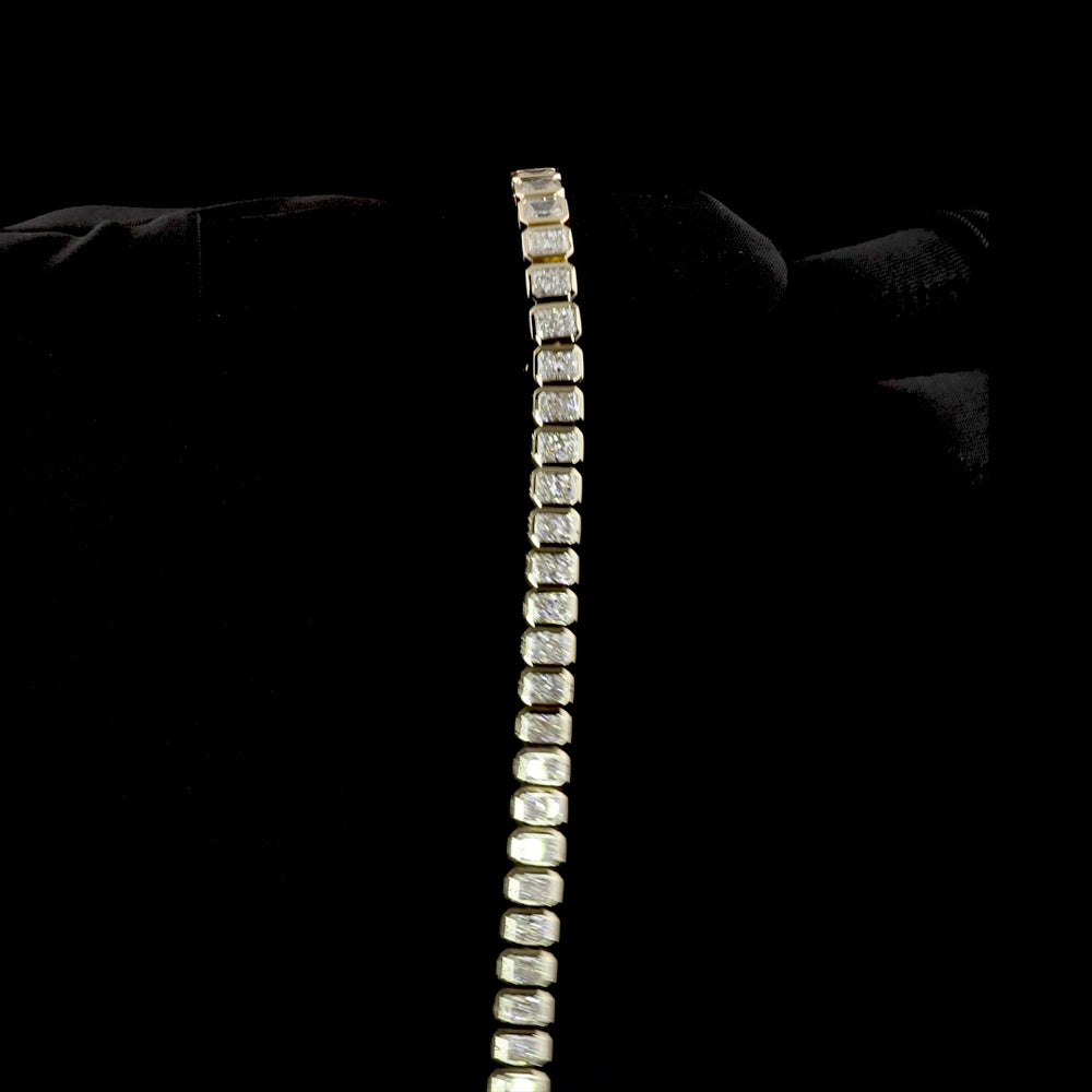 14K Yellow Gold 7-Inch Tennis Bracelet with Bezel-Set Radiant Cut Lab Diamonds - 11.00 Carat Total Weight - Covaloro Fine Jewelry