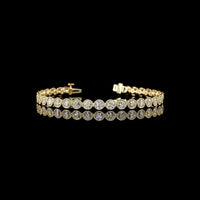 14K Yellow Gold 7-Inch Tennis Bracelet with Bezel-Set Round Lab Diamonds - 6.77 Carats Total Diamond Weight - Covaloro Fine Jewelry
