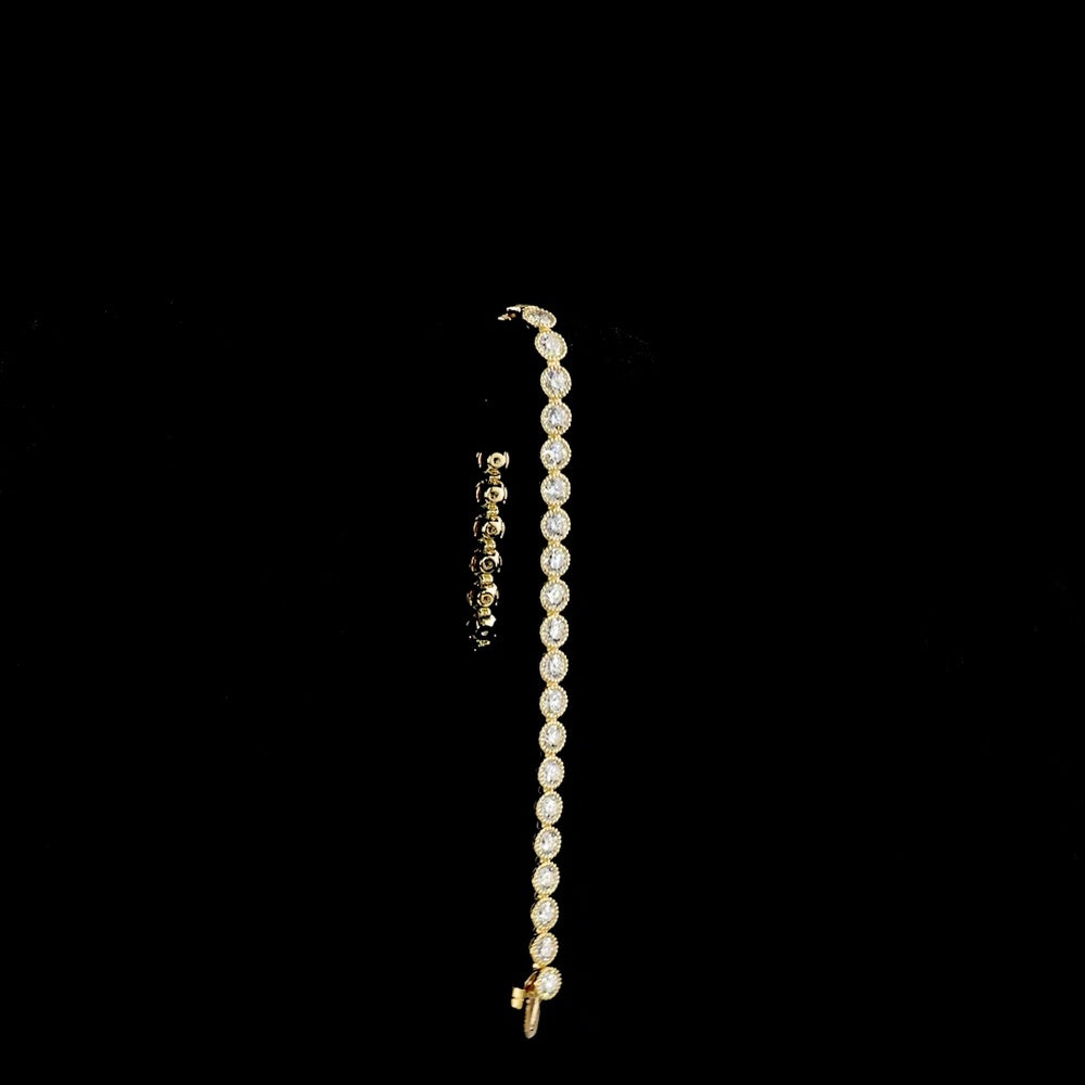 14K Yellow Gold 7-Inch Tennis Bracelet with Bezel-Set Round Lab Diamonds - 6.77 Carats Total Diamond Weight - Covaloro Fine Jewelry