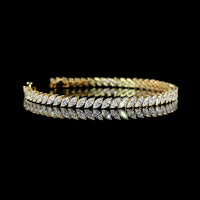 14K Yellow Gold 7-Inch Tennis Bracelet with Inclined Prong Set Marquise Cut Lab Diamonds - E-F Color VS Clarity - 5.65 Total Carat Weight - Covaloro Fine Jewelry