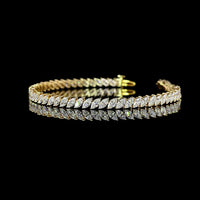 14K Yellow Gold 7-Inch Tennis Bracelet with Inclined Prong Set Marquise Cut Lab Diamonds - E-F Color VS Clarity - 5.65 Total Carat Weight - Covaloro Fine Jewelry