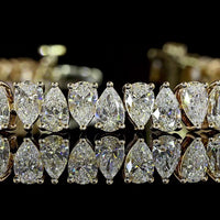 14K Yellow Gold 7-Inch Tennis Bracelet with North-South Prong Set Pear Cut Lab Diamonds - 10.04 Carat Total Diamond Weight (E-F VS1) - Covaloro Fine Jewelry