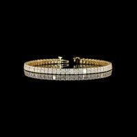 14K Yellow Gold 7-Inch Tennis Bracelet with North-South Prong Set Radiant Cut Lab Diamonds - 8.15 Carats Total Diamond Weight - Covaloro Fine Jewelry