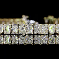 14K Yellow Gold 7-Inch Tennis Bracelet with North-South Prong Set Radiant Cut Lab Diamonds - 8.15 Carats Total Diamond Weight - Covaloro Fine Jewelry