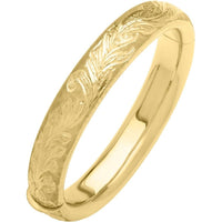 14K Yellow Gold 7" Large Engraved Bangle with Diamond Cut Finish by Orozza Fine Jewelry