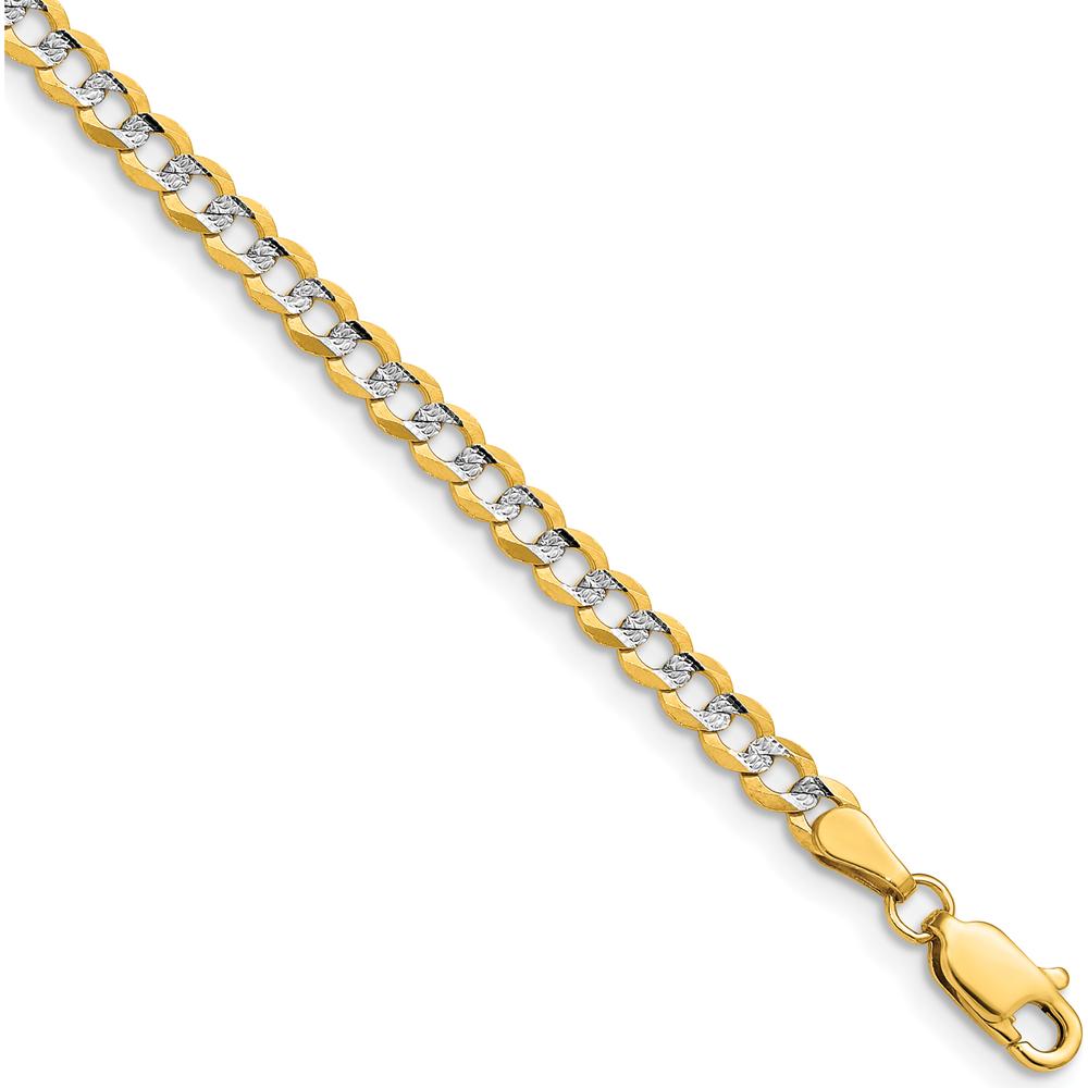 14K Yellow Gold 7" Lightweight Pavé Flat Cuban Chain - Elegant and Polished Design by Oro Pregiato