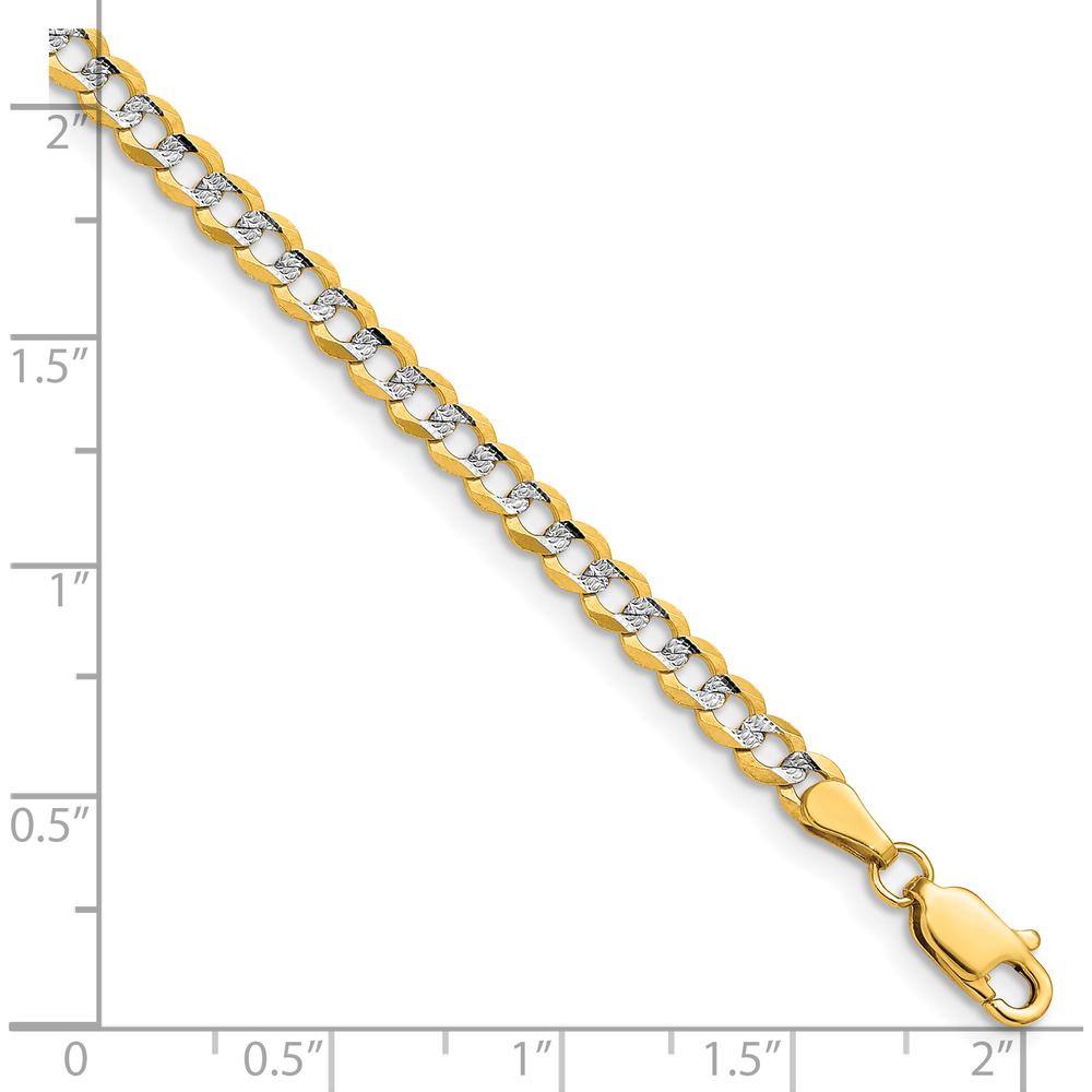 14K Yellow Gold 7" Lightweight Pavé Flat Cuban Chain - Elegant and Polished Design by Oro Pregiato