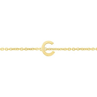 14K Yellow Gold 7" Mini Initial "C" Bracelet with Polished Finish by Orozza Fine Jewelry
