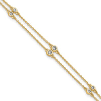14K Yellow Gold 7" Multi-Station Diamond Bracelet with Round Natural Diamonds - 0.242 Carat Total Diamond Weight by Oro Pregiato