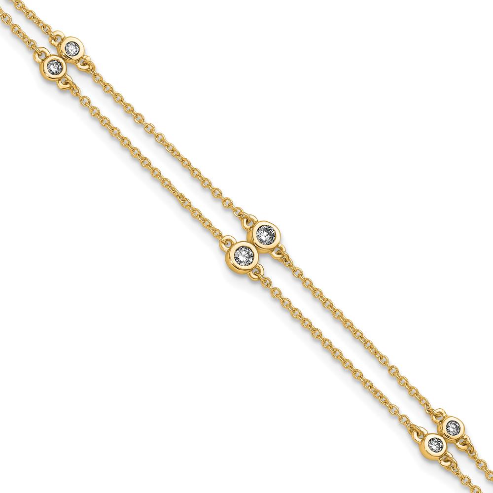 14K Yellow Gold 7" Multi-Station Diamond Bracelet with Round Natural Diamonds - 0.242 Carat Total Diamond Weight by Oro Pregiato