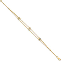 14K Yellow Gold 7" Multi-Station Diamond Bracelet with Round Natural Diamonds - 0.242 Carat Total Diamond Weight by Oro Pregiato