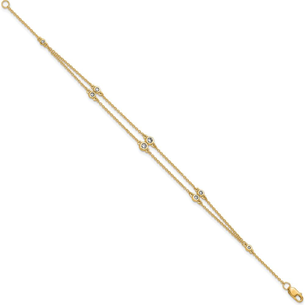 14K Yellow Gold 7" Multi-Station Diamond Bracelet with Round Natural Diamonds - 0.242 Carat Total Diamond Weight by Oro Pregiato