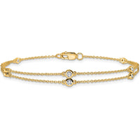 14K Yellow Gold 7" Multi-Station Diamond Bracelet with Round Natural Diamonds - 0.242 Carat Total Diamond Weight by Oro Pregiato