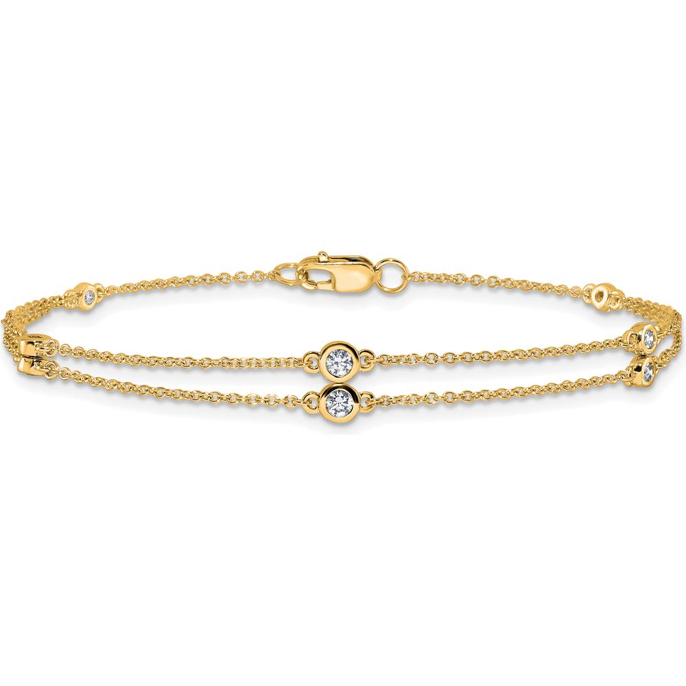 14K Yellow Gold 7" Multi-Station Diamond Bracelet with Round Natural Diamonds - 0.242 Carat Total Diamond Weight by Oro Pregiato