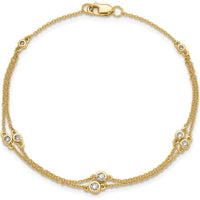 14K Yellow Gold 7" Multi-Station Diamond Bracelet with Round Natural Diamonds - 0.242 Carat Total Diamond Weight by Oro Pregiato