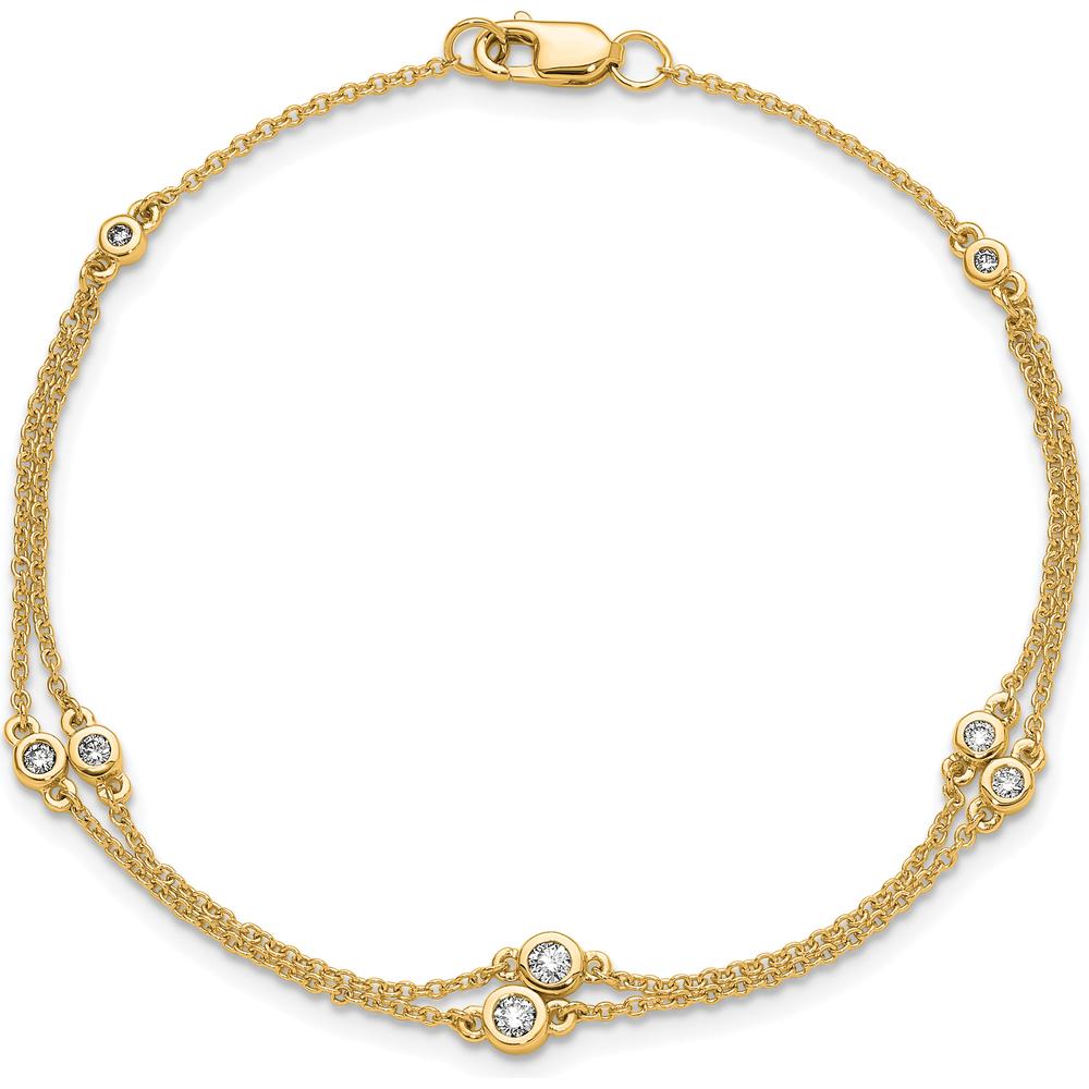 14K Yellow Gold 7" Multi-Station Diamond Bracelet with Round Natural Diamonds - 0.242 Carat Total Diamond Weight by Oro Pregiato