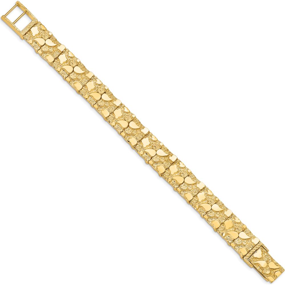 14K Yellow Gold 7" Nugget Bracelet with Polished and Textured Finish by Oro Pregiato