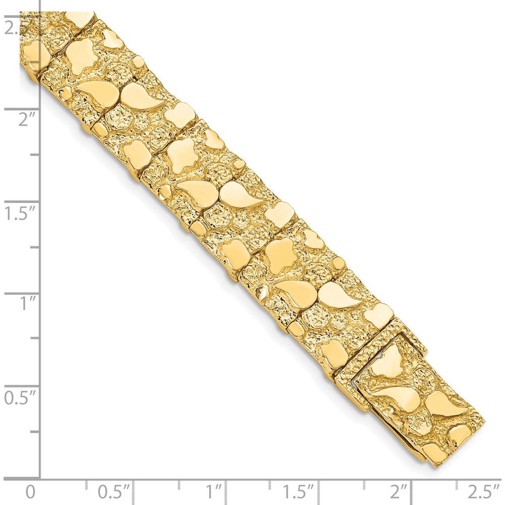 14K Yellow Gold 7" Nugget Bracelet with Polished and Textured Finish by Oro Pregiato