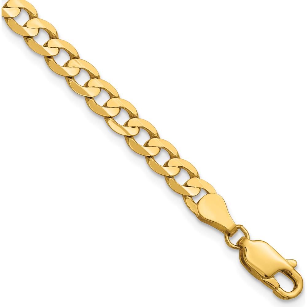 14K Yellow Gold 7" Open Concave Curb Bracelet - 4.5mm Width by Oro Pregiato