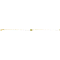 14K Yellow Gold 7" Paperclip Bracelet with Baguette-Cut Peridot Center by Orozza Fine Jewelry