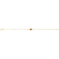 14K Yellow Gold 7" Paperclip Chain Bracelet with 6x4mm Baguette-Cut Citrine Center Element by Orozza Fine Jewelry