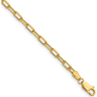 14K Yellow Gold 7" Paperclip Chain Bracelet with Beveled Edges - 3.0mm Width by Oro Pregiato