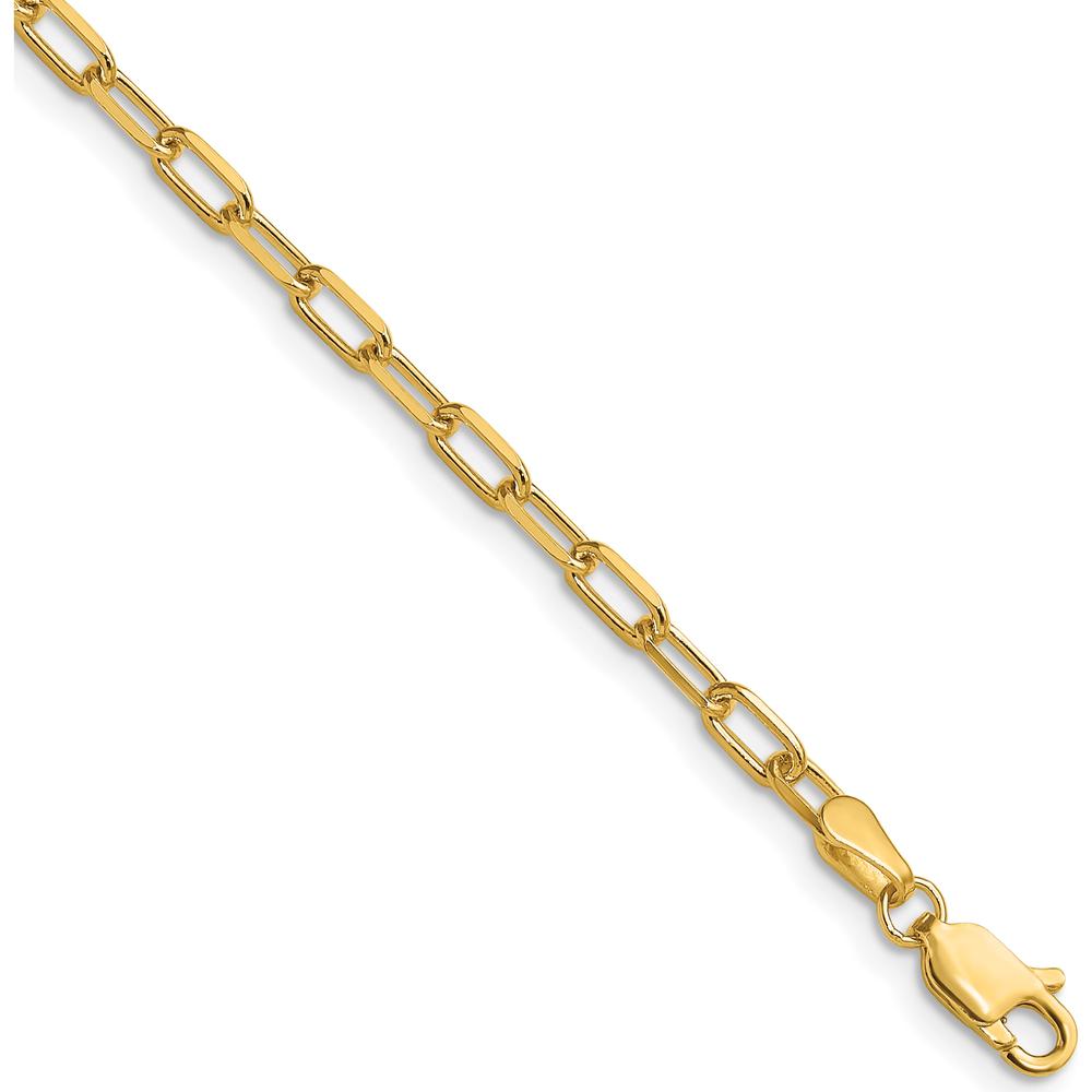 14K Yellow Gold 7" Paperclip Chain Bracelet with Beveled Edges - 3.0mm Width by Oro Pregiato