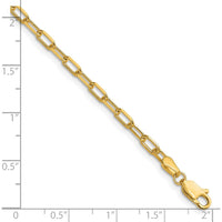14K Yellow Gold 7" Paperclip Chain Bracelet with Beveled Edges - 3.0mm Width by Oro Pregiato