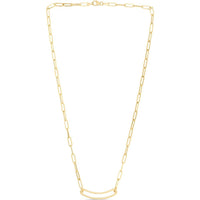 14K Yellow Gold 7" Paperclip Curved Open Bar Chain Bracelet with Lobster Clasp by Orozza Fine Jewelry